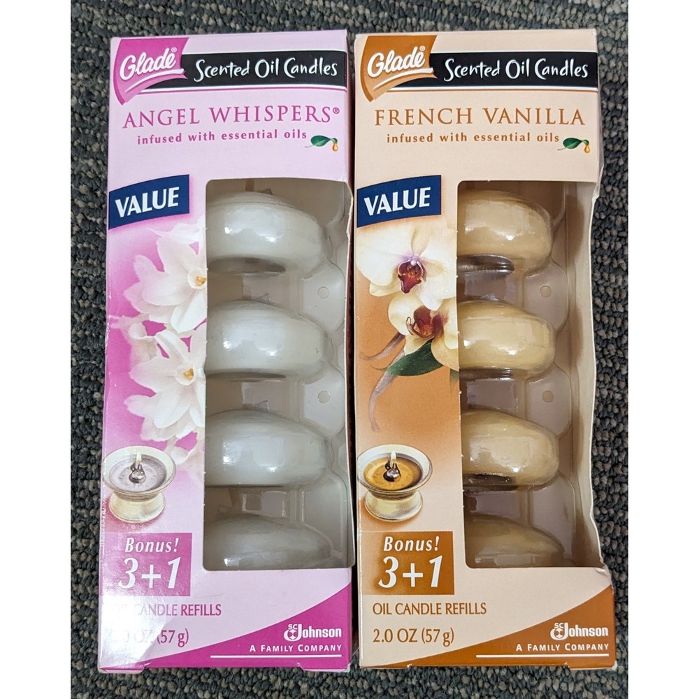 Glade Scented Oil Candle Angel Whispers, French Vanilla Refills NOS